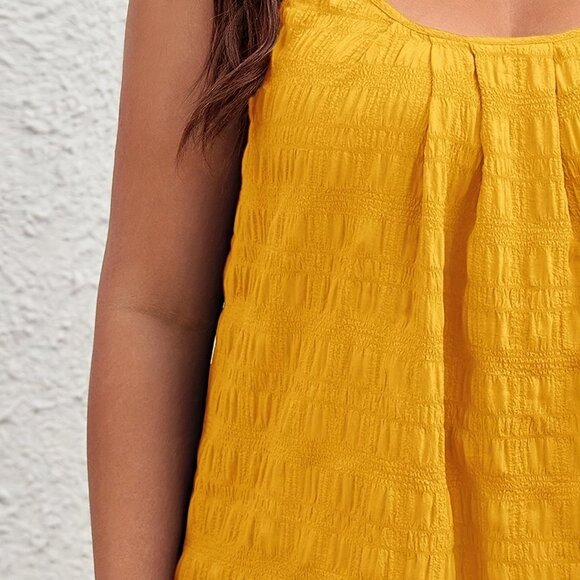 Women's Plus Size Textured Solid Ruched Cami Top - Picture 4 of 5